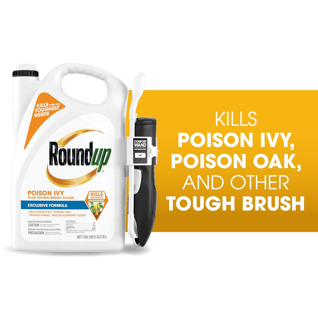 Roundup Poison Ivy Plus Tough Brush Killer₂ With Comfort Wand, Visible Results In Hours, 1 Gal.