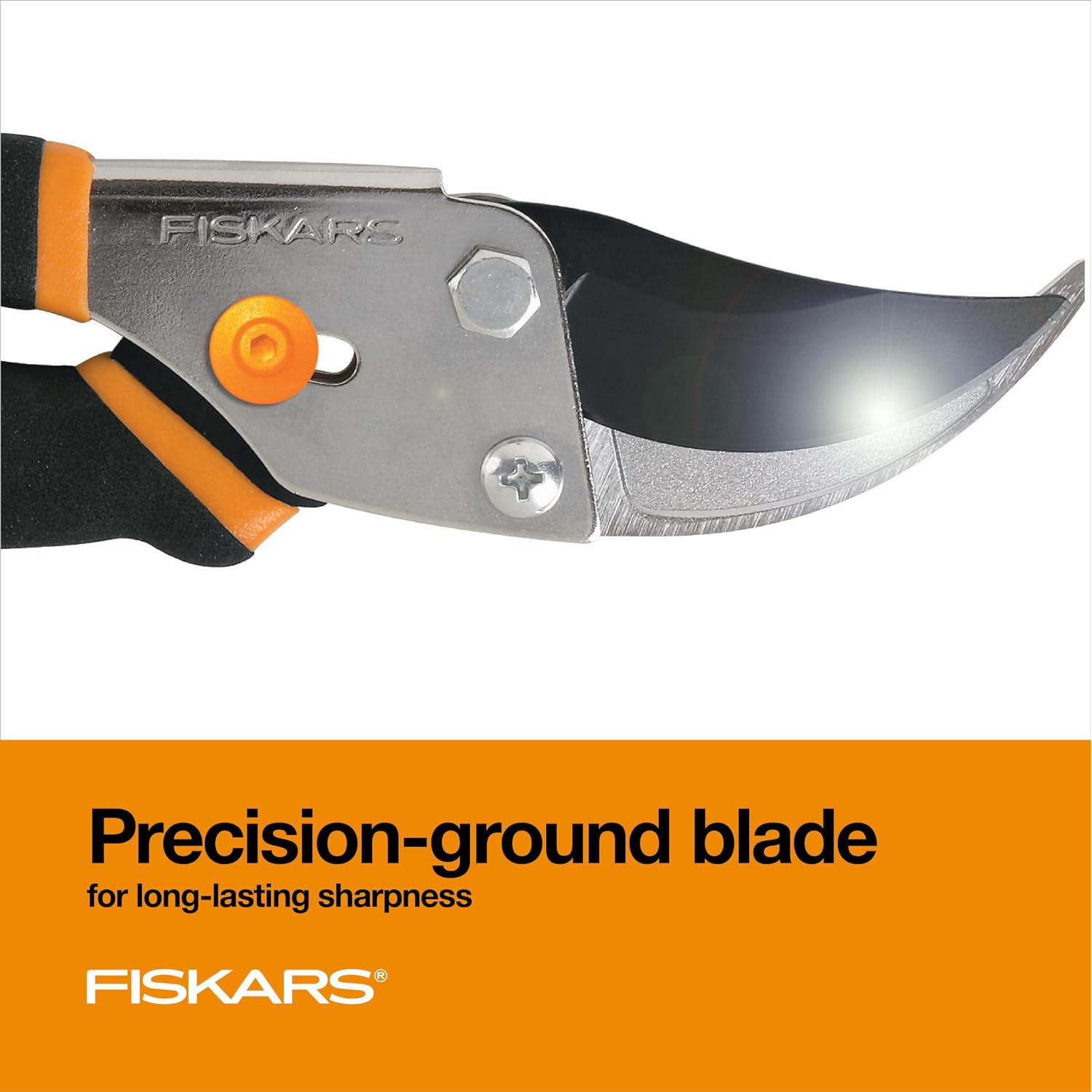 Fiskars Bypass Pruning Shears, 5/8" Cut Capacity Gardening Scissors, Self-Cleaning Sap Groove Prevents Sticking, Non-Slip Grip For Cutting Stems & Branches, Sharp Steel Blades W/ Low-Friction Coating