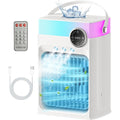 Portable Air Conditioners, Mini Portable Ac Unit For Bedroom, 1200Ml Small Cooling Fan With Remote, 3 Mist, 3 Speed, 8 Light, 2-8H Timer Personal Cooler Fans For Office Camping Car Desk(White)