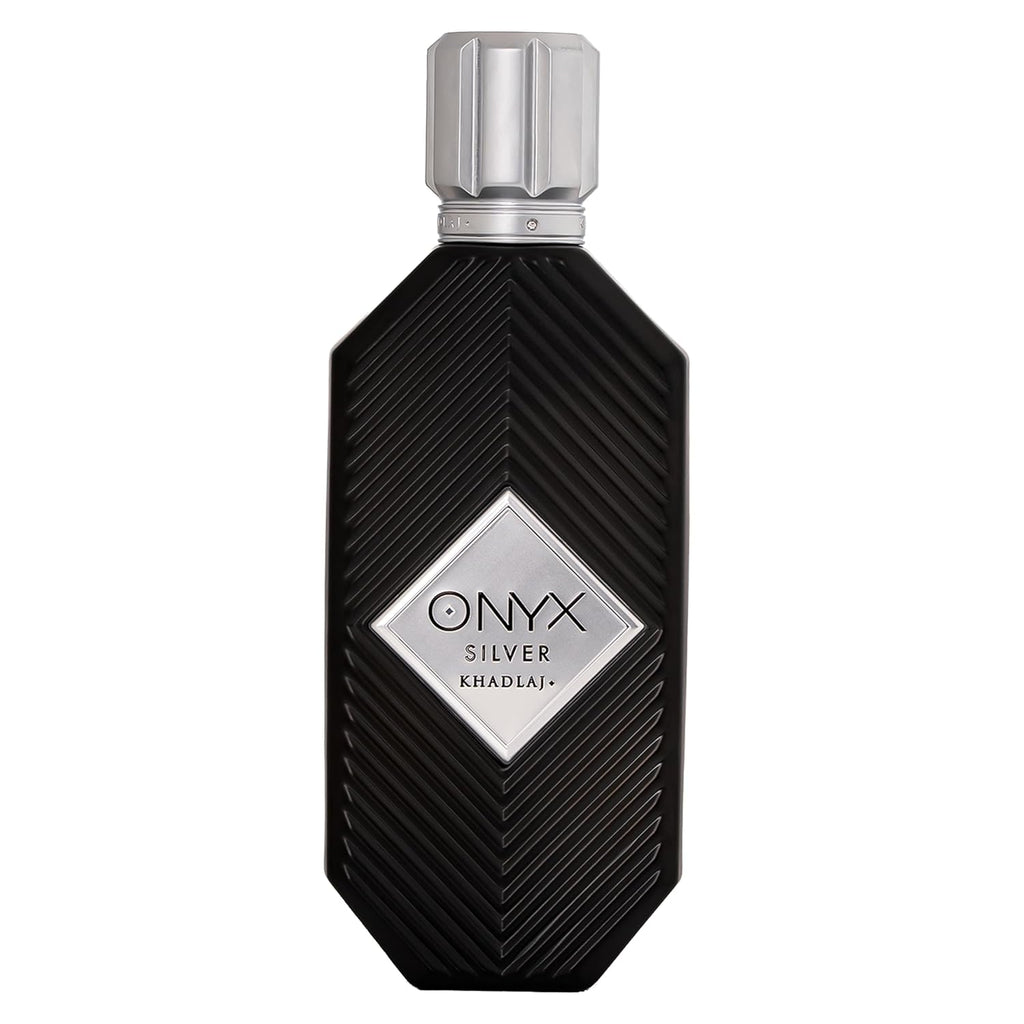 Khadlaj Onyx Silver – Fresh, Spicy, Woody, Amber – Eau de Parfum Spray Long-Lasting Fragrance for Men, 3.4 Ounce / 100ml
