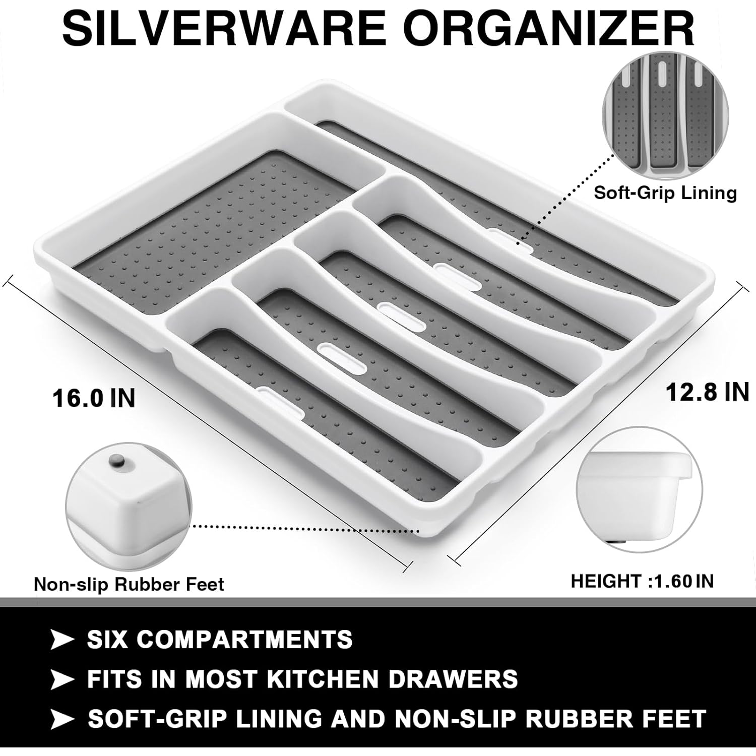 49-Piece Silverware Set with Organizer, Heavy Duty Stainless Steel Flatware Set for 8, Cutlery Utensil Sets with Steak Knives, Rust-proof, Mirror Polished, Dishwasher Safe, Heavy Duty
