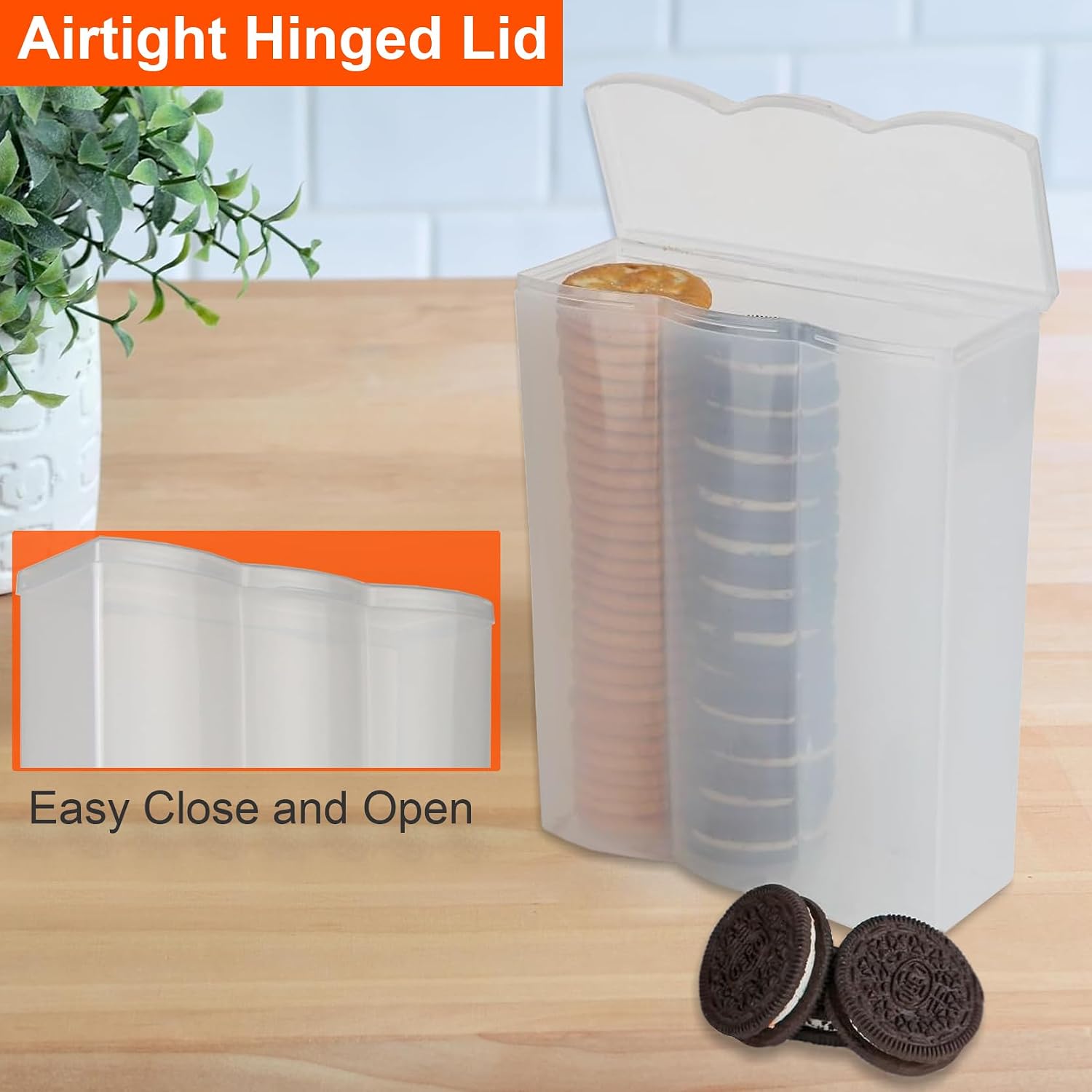Home-X Convenient Cracker & Cookie Keeper - Airtight Storage Containers Perfect For Preserving Freshness - Saltine Cracker & Cookie Keeper - Crush-Proof Round & Square - 3 Rows