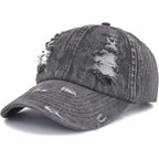TSSGBL Unstructured Distressed Baseabll Cap Cotton Soft Dad Hat Adjustable Low Profile Headwear Ball Caps for Women Men Distressed-denim-black