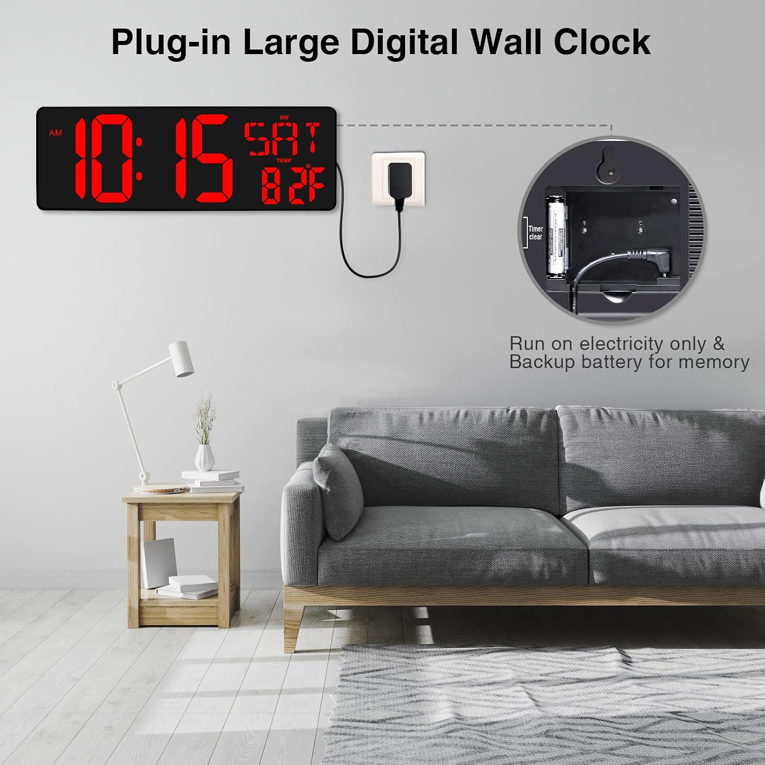 Xrexs Large Digital Wall Clock With Remote Control, 16.5 Inch Led Large Display Count Up & Down Timer, Adjustable Brightness Alarm Clock With Day/Date/Temperature For Home, Gym, Office And Classroom