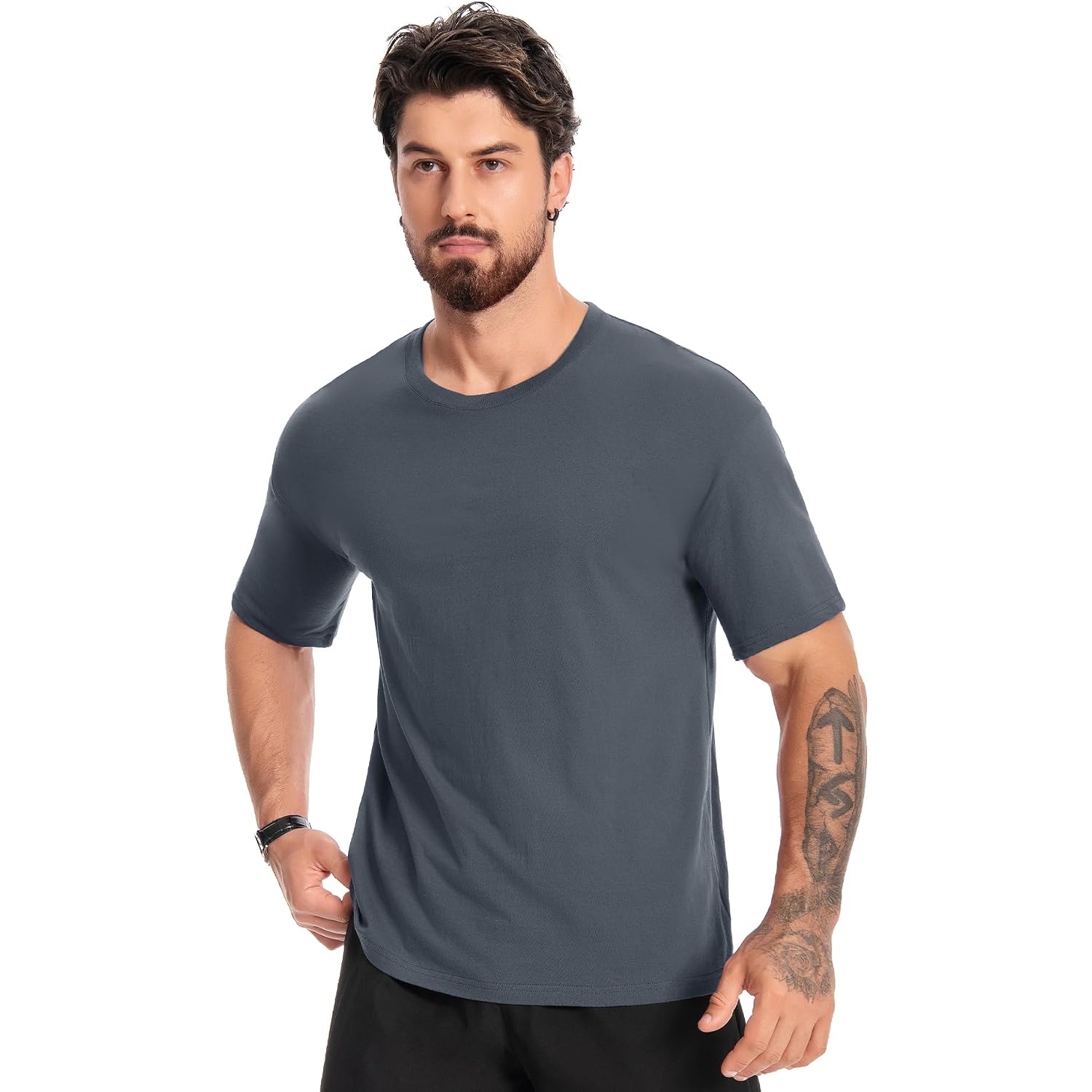 Little Beauty 5 Pack Men'S T-Shirts Crew Neck Short Sleeve Cotton Tee Casual Summer Tops