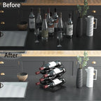 Countertop Wine Rack, 6 Bottles Wine Storage Capacity, Modern Corner Metal Wine Bottle Holder For Bar, Cabinet, Pantry, Tabletop Wine Racks For Cup And Water Bottle – Black