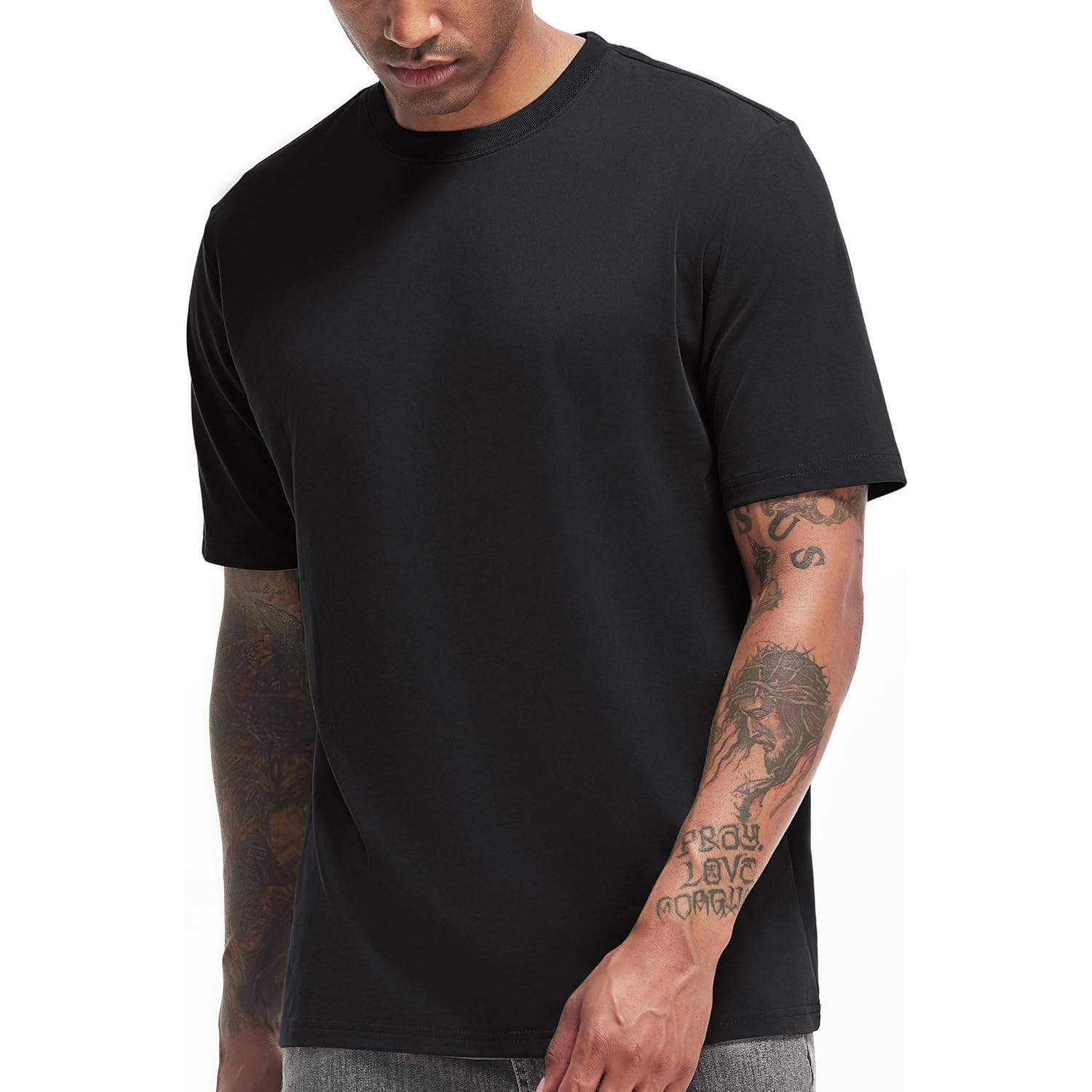 Veiisar Men'S Heavy Weight Crew Neck T-Shirt Mens Premium Cotton Tee - Pre Shrunk S-3Xl
