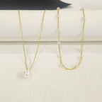 Partm Pearl Necklace for Women Trendy 14K Gold Plated Dainty Pearl Pendant Choker Set Handmade Pearl Gold Necklace Non Tarnish Simple Cute Jewelry Gifts for Women
