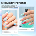 Beetles Nail Art Pens Brushes, 5pcs Nail Art Liner Brushes Set Painting Nail Dotting Drawing Tool for Long Lines, Details, Fine Drawing Sizes 7/11/15/20/25mm Gift for Women