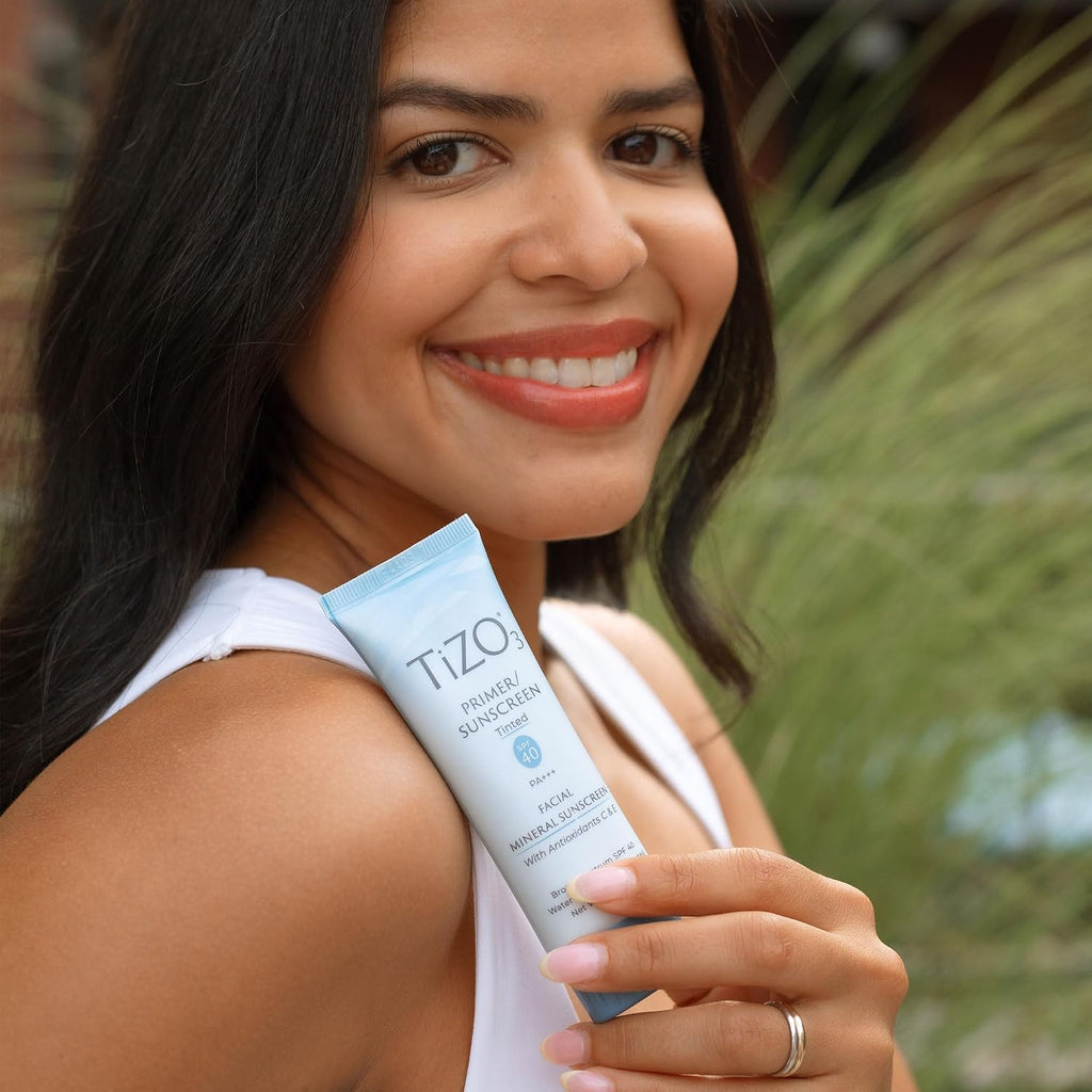 Tizo3 Facial Mineral Sunscreen And Primer, Tinted Broad Spectrum Spf 40 With Antioxidants, Sheer Matte Finish, Fragrance-Free, Oil-Free, Dermatologist-Recommended, Pa+++ 1.75 Oz