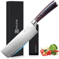 PAUDIN Nakiri Knife - 7" Razor Sharp Meat Cleaver and Vegetable Kitchen Knife, High Carbon Stainless Steel, Multipurpose Asian Chef Knife for Home and Kitchen with Ergonomic Handle