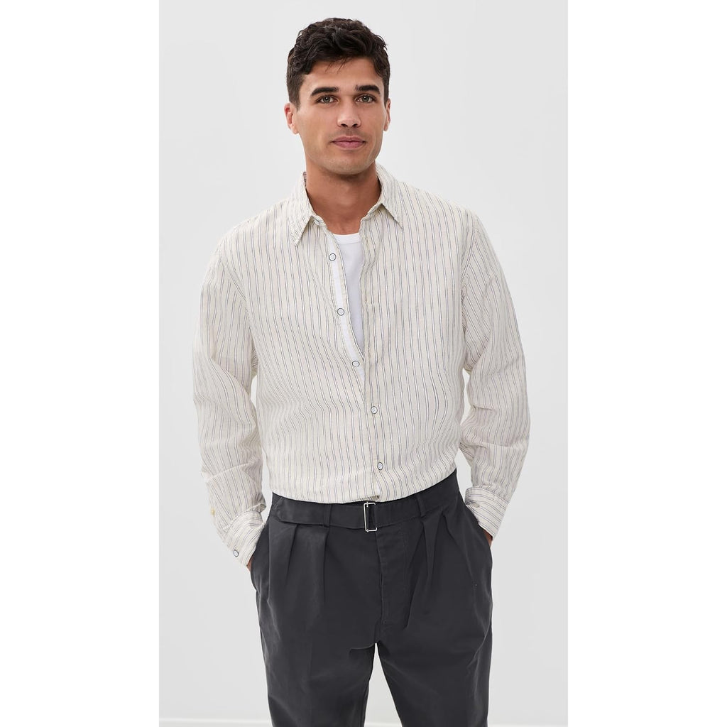 Rag & Bone Men'S Finch Long Sleeve Linen Stripe Shirt