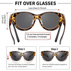 Sunglasses Over Glasses Women, Polarized UV400 Protection Fit Over Glasses Sunglasses for Women Round Cat Eye A01 Glossy Tortoise Frame/Grey Lens
