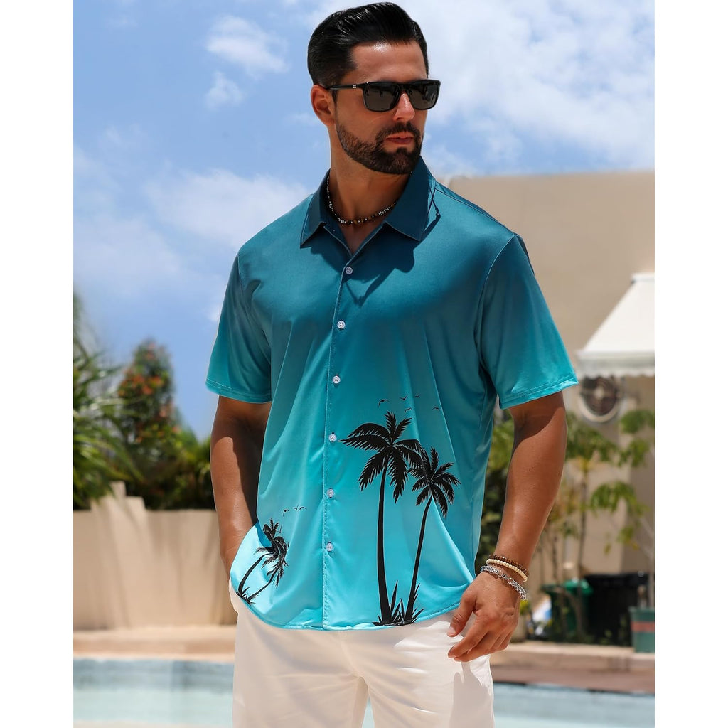 Zeetoo Men'S Hawaiian Shirts Short Sleeve Wrinkle Free Button Down Tropical Floral Holiday Beach Shirt