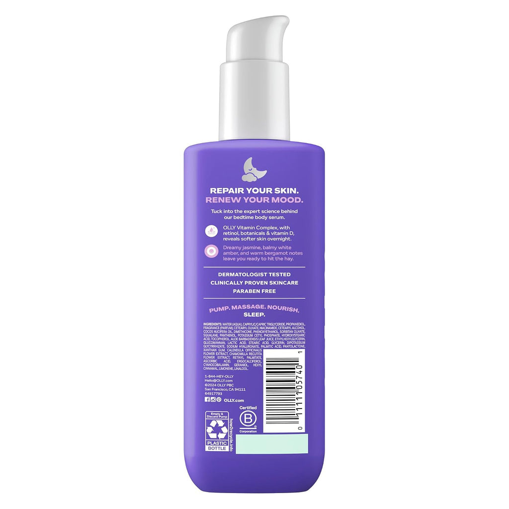 Olly Renew Body Lotion-Serum With Vitamin D, Retinol & Botanicals – Nourishing Cleanser For Skin Barrier Repair, Deep Hydration, Jasmine Bergamot Scent, 8Oz