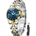 OLEVS Watch Women Two Tone Watches for Women with Date Dress Womens Watches for Medium Wrists Luxury Easy Read Womens Watch Waterproof Blue/Black/Gold/Silver Dial Reloj para Mujer Ideal Gift for Her