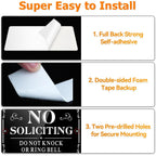 No Soliciting Sign For Front Door, (2 Pack) Self-Adhesive No Soliciting Sign For House, 9 X 6 Inches Aluminum Metal Signs For Yard (Black/White, Large 9 X 6 Inches)