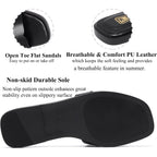 Women'S Flat Sandals Dressy Comfortable Slide Sandals Fashion Square Open Toe Slip On Beach Sandals For Summer