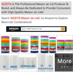 AOZITA 10 WIDE Mouth & 10 REGULAR Mouth Mason Jar Lids - 20 Pack Food Grade Plastic Mason Jar Caps for Ball, Kerr and More Canning Jars - Leakproof & Dishwasher Safe - White