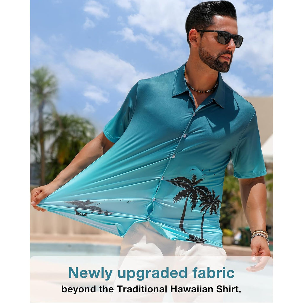 Zeetoo Men'S Hawaiian Shirts Short Sleeve Wrinkle Free Button Down Tropical Floral Holiday Beach Shirt