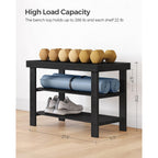 Songmics Shoe Rack Bench, 3-Tier Bamboo Shoe Storage Organizer, Entryway Bench, Holds Up To 286 Lb, 11.3 X 27.6 X 17.8 Inches, For Entryway Bathroom Bedroom, Ink Black Ulbs04H