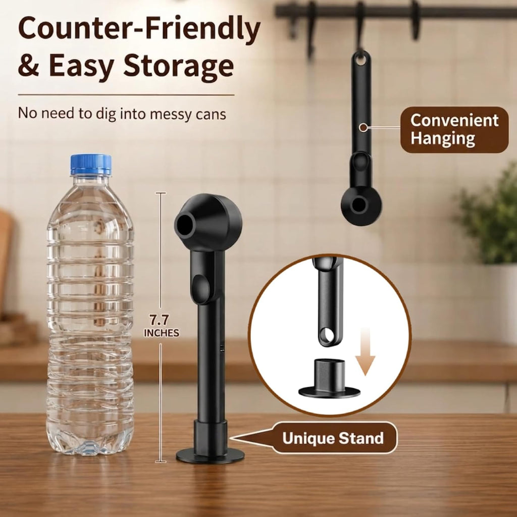 Coffee Scoop With Funnel For Ground Coffee, Protein Powder & Tea, For Reusable K Cup Refiller, 2Tbsp Mess-Free, Funnel Design Prevents Spills (Black, 1-Pack)