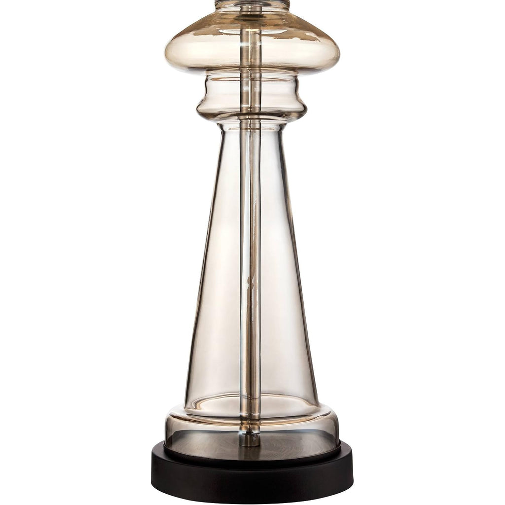 Dalia 27" Tall Table Lamps Set Of 2 Champagne Glass Country Traditional | Clear Cottage Bedroom Living Room House Bedside Nightstand Office Family Home Taupe Tapered Drum Shade