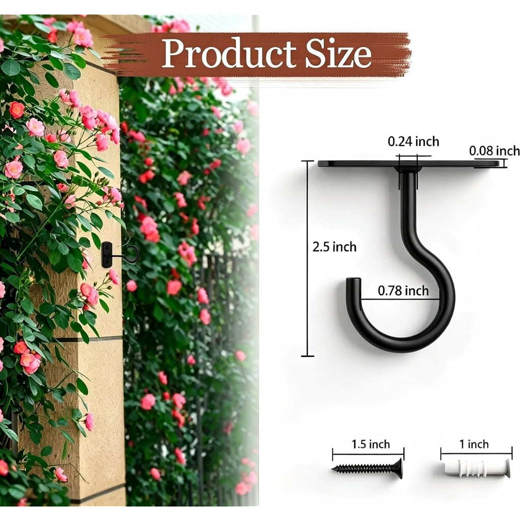 Ceiling Hooks For Hanging Plants 2Pack 2.5In,Wall Plant Hooks Black | For Plants,Lights,Planters,Lanterns,Hanging Bird Feeders,Wind Chimes,Indoor&Outdoor Decoration
