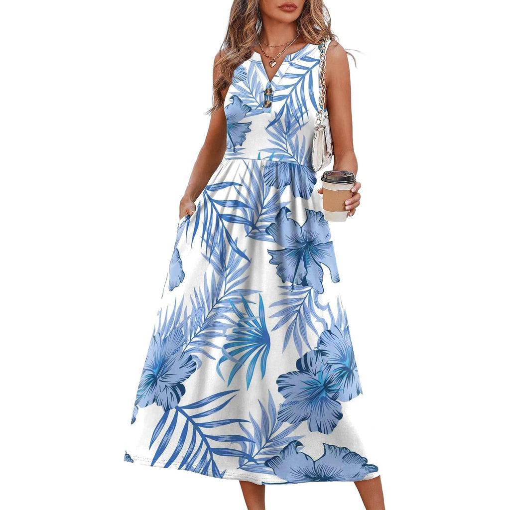 Wiholl Women'S Summer Dresses Maxi Dress Vacation Beach Sundresses 2026 With Pockets