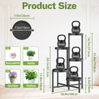 Plant Stand Indoor Outdoor, 5 Tier Corner Metal Flower Display Holder Shelf, Folding Tall Orchid Rack For Patio Balcony Porch Garden Living Room House, Black