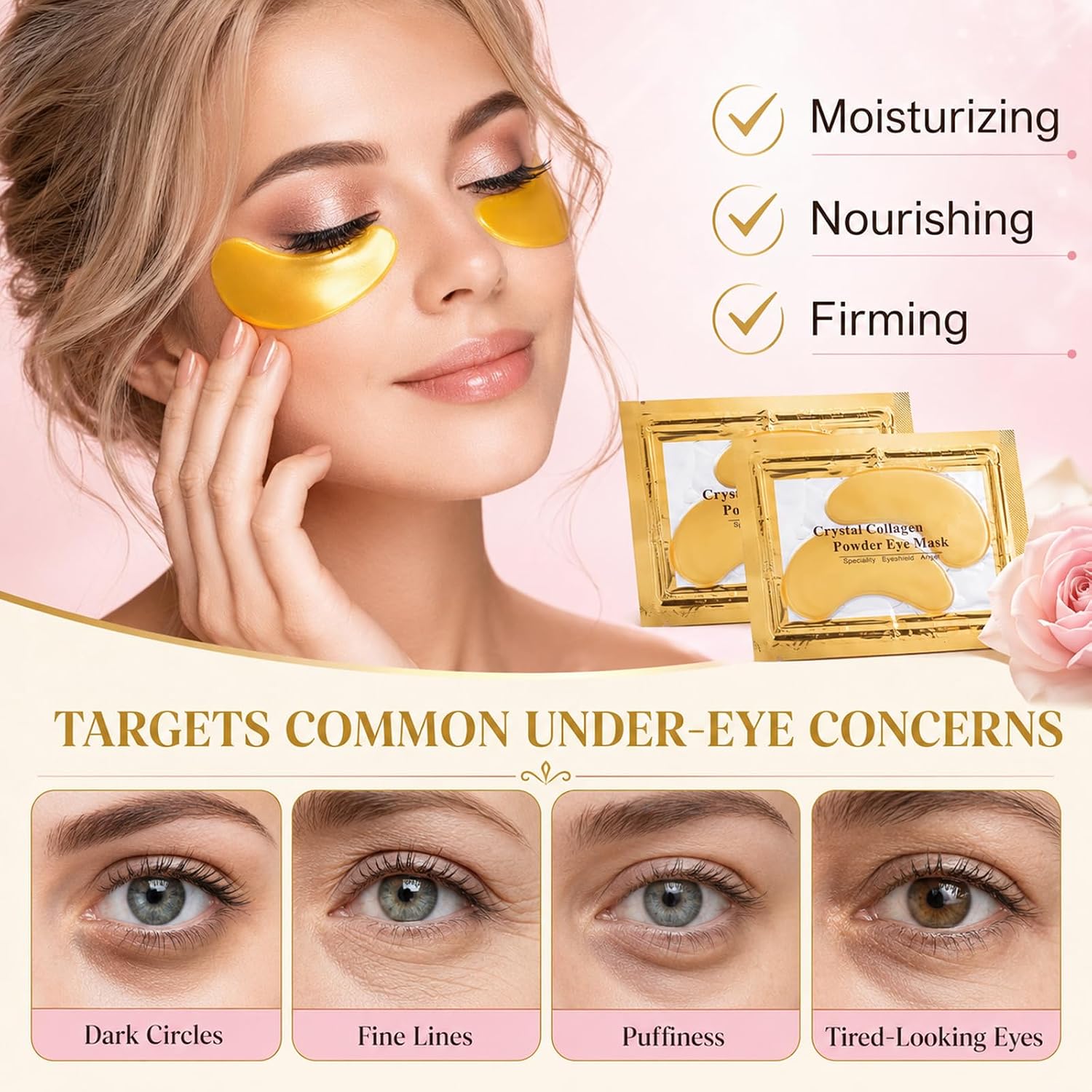 Sulily 30 Pairs Eye Masks & Lip Masks, 24K Gold Under Eye Patches For Puffy Eyes, Cooling Moisturizing Lip Mask Skincare, Bridesmaid Gifts, Bridal Shower Gifts, Bulk Gifts, Bachelorette Party Favors
