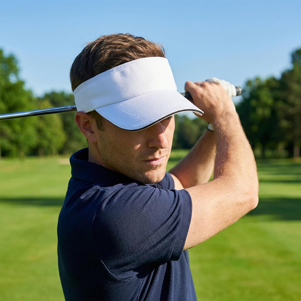 Sun Visor Hats for Women UV Protection, Adjustable Sports Visor for Running Golf Tennis Softball White