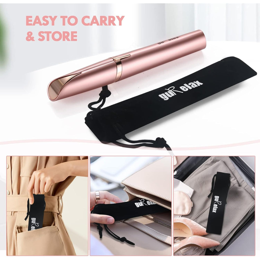 Eyebrow Trimmer for Women, Rechargeable Eyebrow Hair Remover, Painless Electric Razor with 2 x Replacement Heads, Eye Brow and Face Epilator Hair Removal (Rose Gold)
