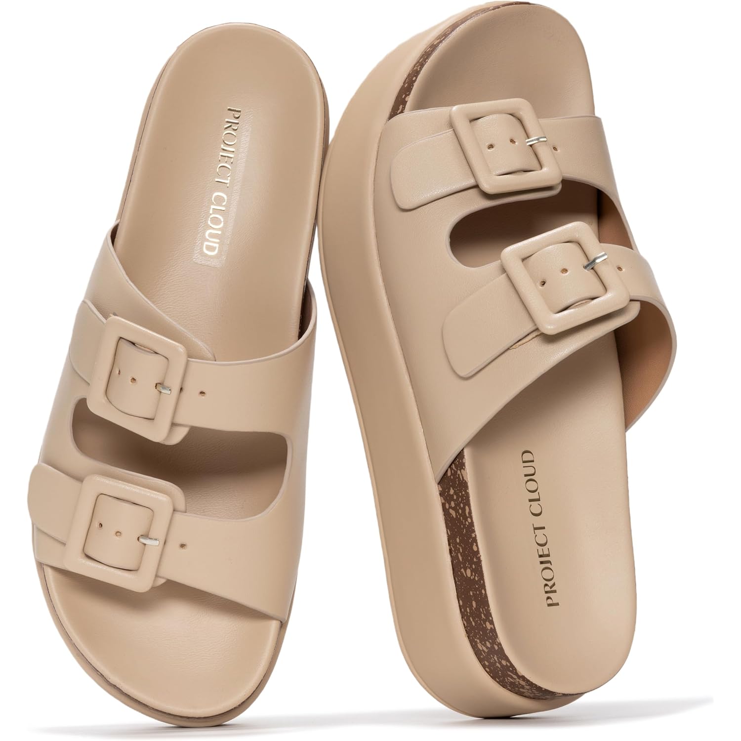 Project Cloud Platform Sandals Women - Plush & Soft Insole Wedge Slides For Women Footwear - Beach Essential Wedge Sandals For Women 2026 (Softy)