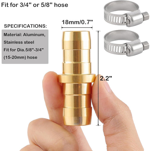 2 Pack Garden Hose Connector Repair Mender Kit With Stainless Clamp,Fits 3/4"-5/8" Water Hose Repair Fitting | Fits 3/4"-5/8" Water Hose Repair Fitting