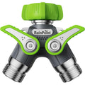 Rainpoint 2 Way Garden Hose Splitter | Heavy Duty Water Spigot Splitter With Shutoff Valves, 100% Metal Body, 1.9" Extra Long Metal Handle, 3/4" Ght Thread