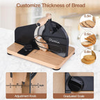 Manual Bread Slicer For Homemade Sourdough Bread, Hand Crank Bread Slicer With Scale Line, Metal Guide & Adjustable Thickness Bread Loaf Slicer, Sharp Blade Bread Cutter For Sourdough Bread (Black)