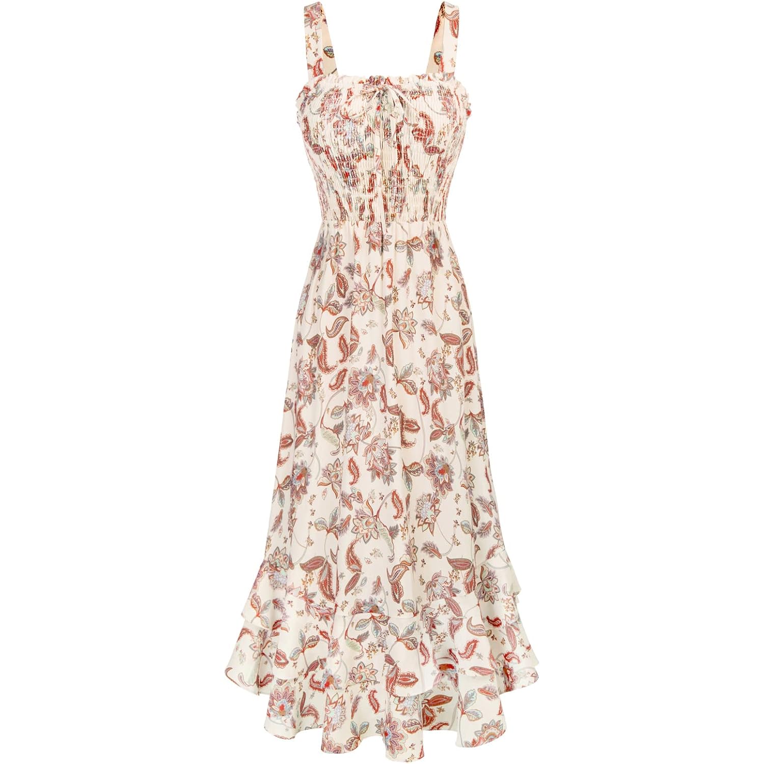 Grace Karin Women'S 2026 Summer Floral Boho Dress Square Neck Strapped Swing A Line Sundress Beach Long Maxi Outfits