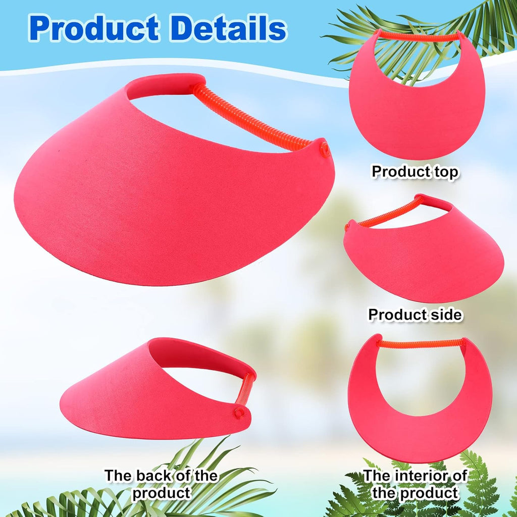 Sureio 22 Pcs Foam Sun Visors for Women Bulk Adjustable DIY Blank Sun Hat Tennis Elastic Visors for Party Beach Outdoors