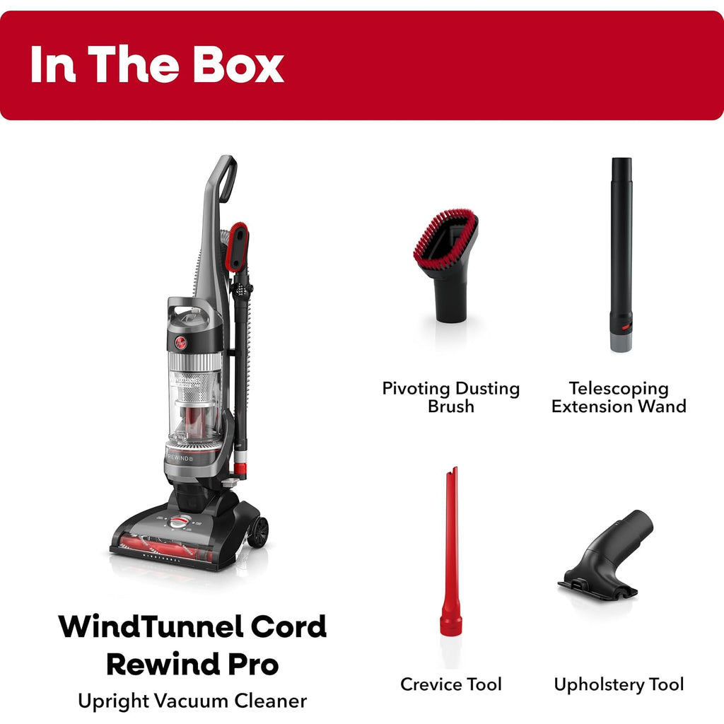 Hoover Windtunnel Cord Rewind Pro Bagless Vacuum Cleaner, Upright