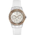 Guess Women'S Stainless Steel + Stain Resistant Silicone Watch