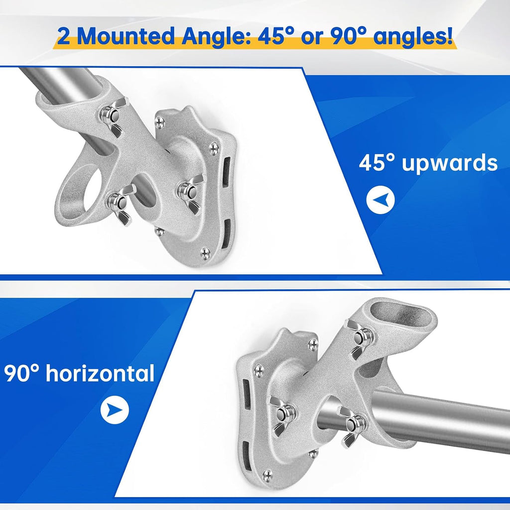 Anovo Flag Pole Kit- Stainless Steel 6 Ft Flag Poles With1 Inch Metal 360° Rotating Flag Pole Rings Clip, Two-Position Flag Pole Holder Brackets Mounting For Outside House Outdoor Porch (6 Ft-Sliver)