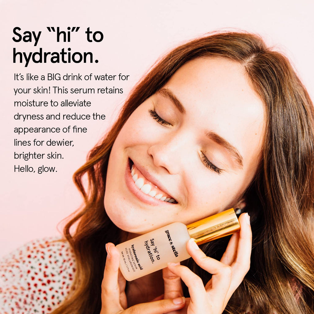Grace & Stella Award Winning Hyaluronic Acid Serum (50Ml/1.7 Fl Oz) Hydrating Hyaluronic Acid Serum For Face - Acido Hialuronico For Women - Remove Fine Lines, Wrinkles, Anti Aging - Vegan Skincare