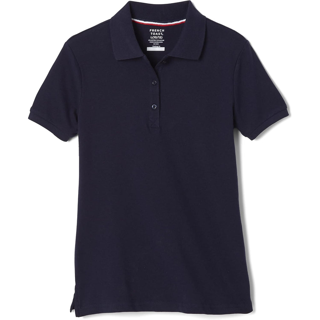 French Toast Women'S Juniors' Short Sleeve Stretch Pique Polo Shirt