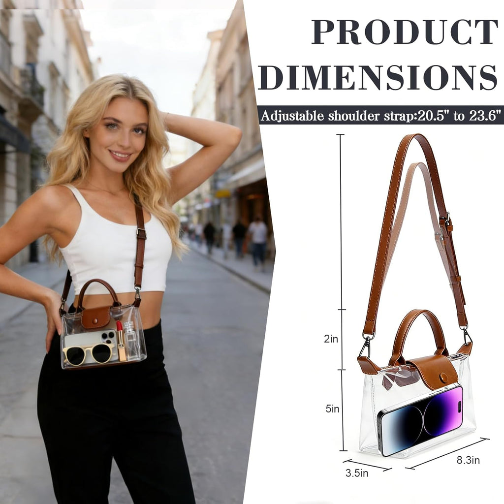 Ginogento Clear Bag for Stadium Events,Small Clear Purse Crossbody Bags for Women for World Cup 2026,Concert,Sport Events