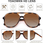 Retro Square Aviator Sunglasses For Womens Mens Vintage 70S Double Bridge Sun Glasses