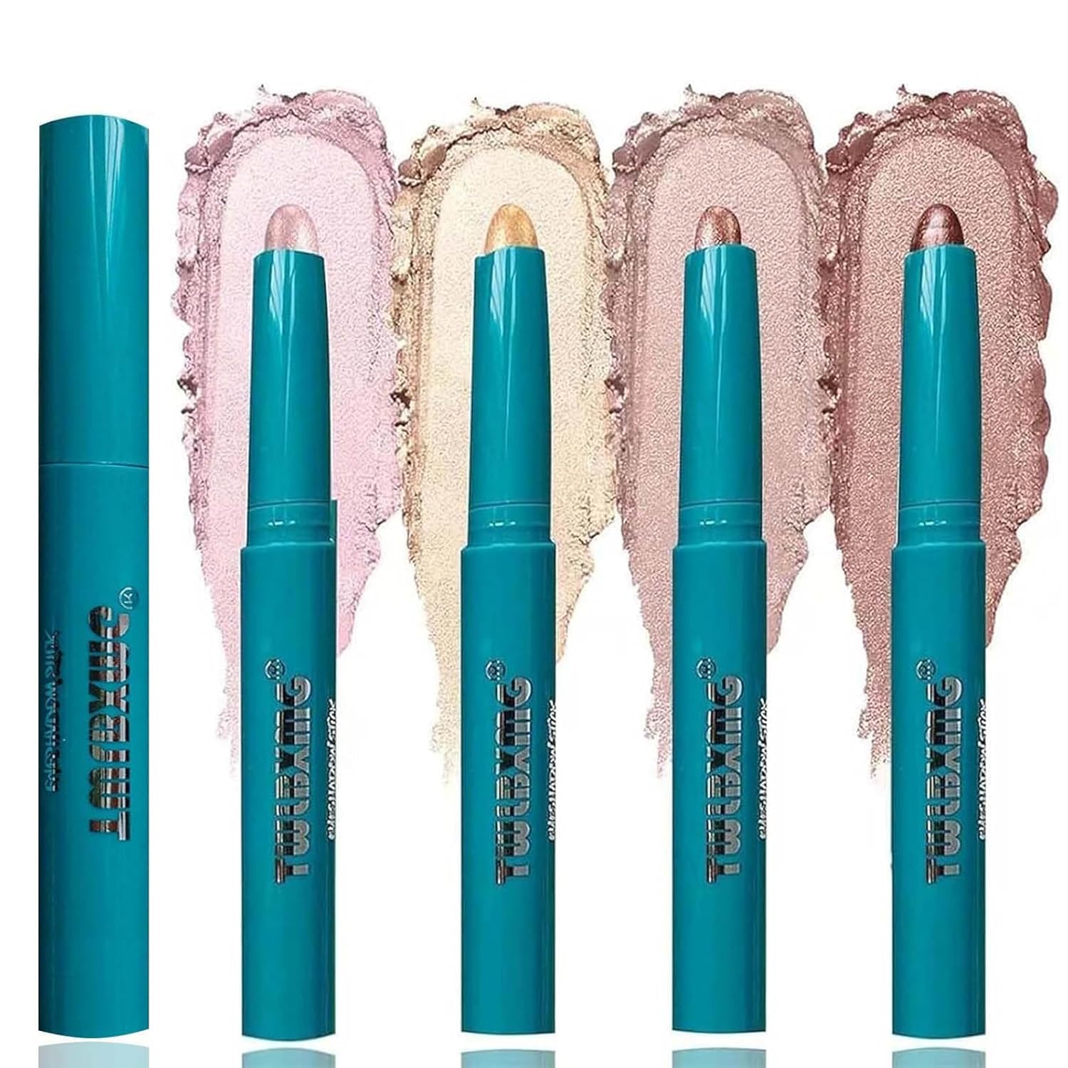 4 Color Eyeshadow Stick Set Eye Shadow Brightener Stick Cream Shimmer Glitter Smooth Eyeshadow Primer Pencil Waterproof Long Lasting Highlighter Eye Makeup Eye shadow