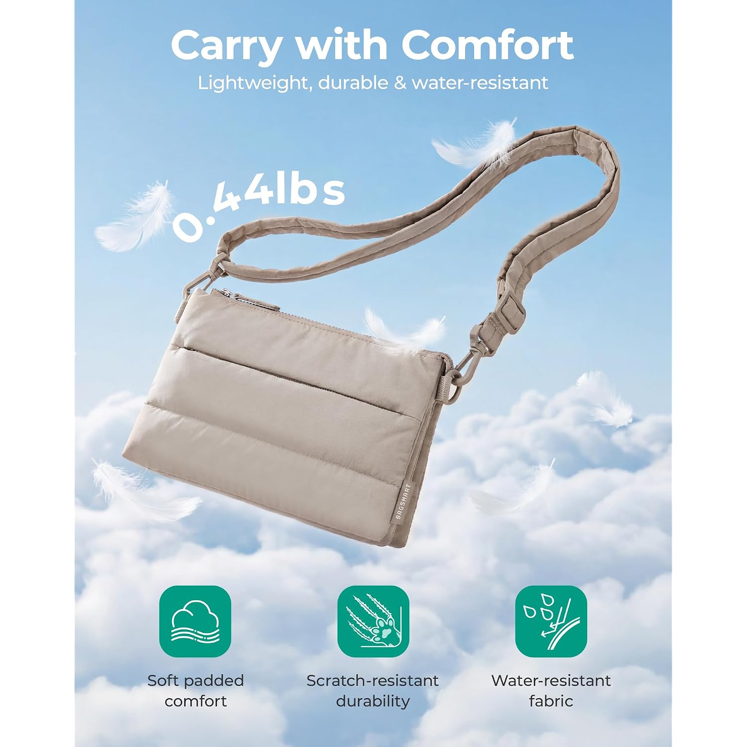 Bagsmart Cross Body Purse, Medium Crossbody Bags For Women Travel Purse, 4.3L Puffy Handbag Wallet With Rfid Blocking Slots