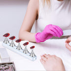 Blulu 2 Sets Nail Stand Press on Nail Holder Magnetic Fake Nails Holder Acrylic Nails Display Practice for Painting Art for False Fingernail Manicure Tool Home DIY Salon Supplies(Silver)