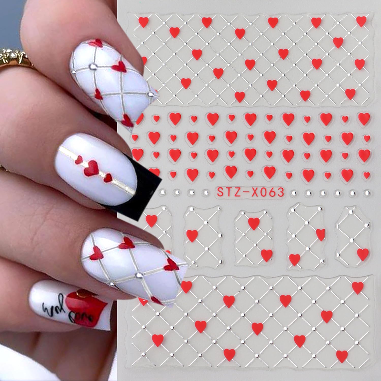 Valentine's Day 3D Nail Art Stickers - Vintage Rose Nail Decals Red Rose Love Heart Purple Flower Nail Stickers Valentine's Nail Designs DIY Adhesive Decals Manicure Decorations Nail Supplies 6Sheets